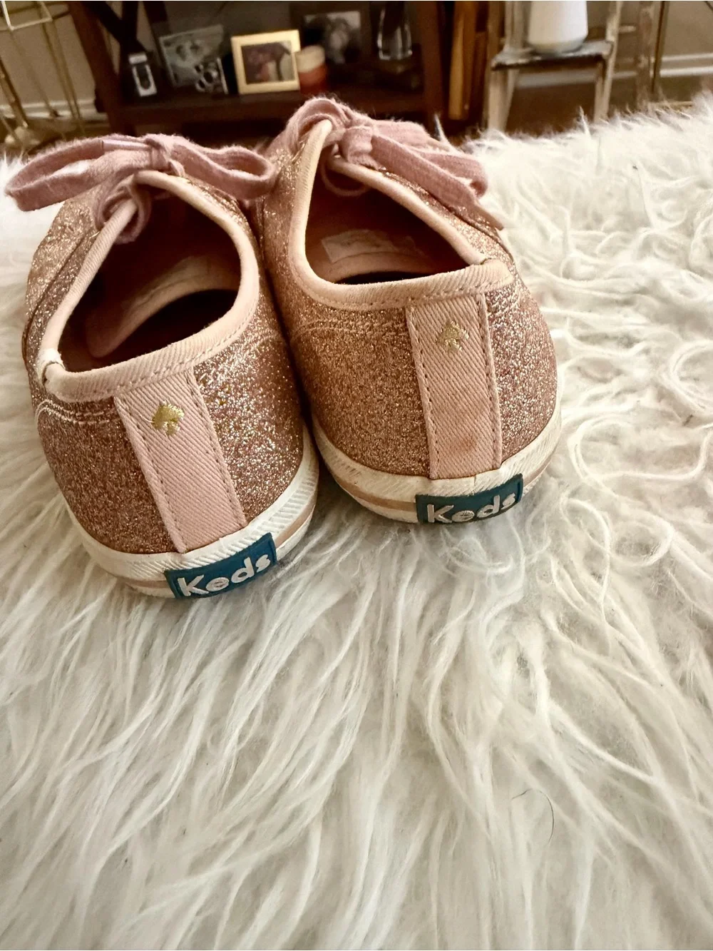 Keds X  Kate Spade Rose Gold Glitter Sneakers